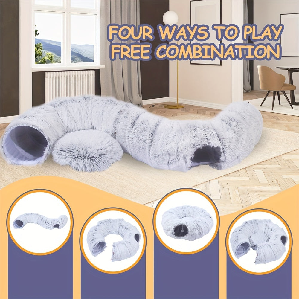 Tunnel et Panier Douillet pour Chats en Peluche