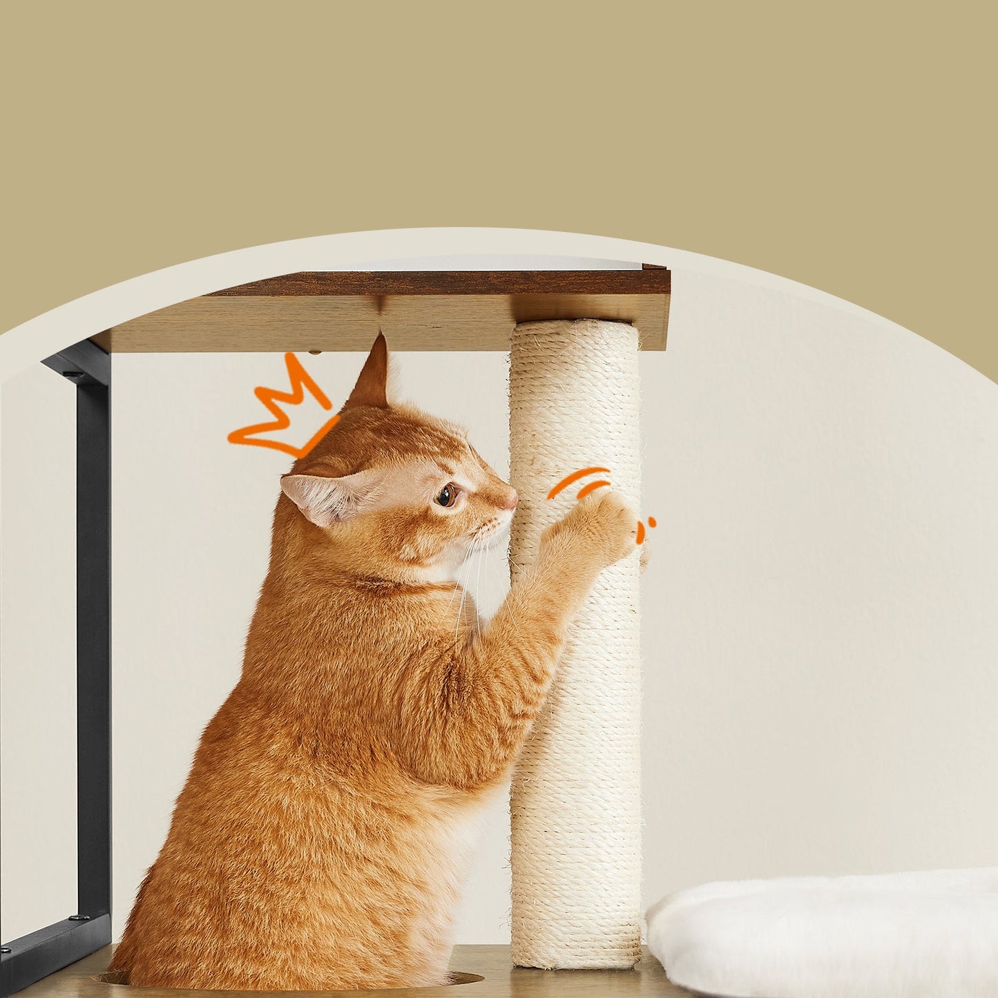 Arbre à Chat Multiniveaux avec Maison, Gamelles Élevées et Griffoir en Sisal