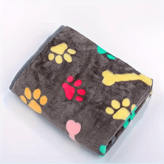 Couverture Flanelle Ultra Douce à Motifs Pattes et Os pour Chien