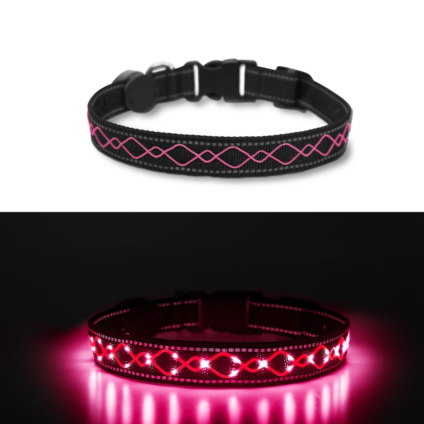 Collier lumineux LED brodé pour Chien