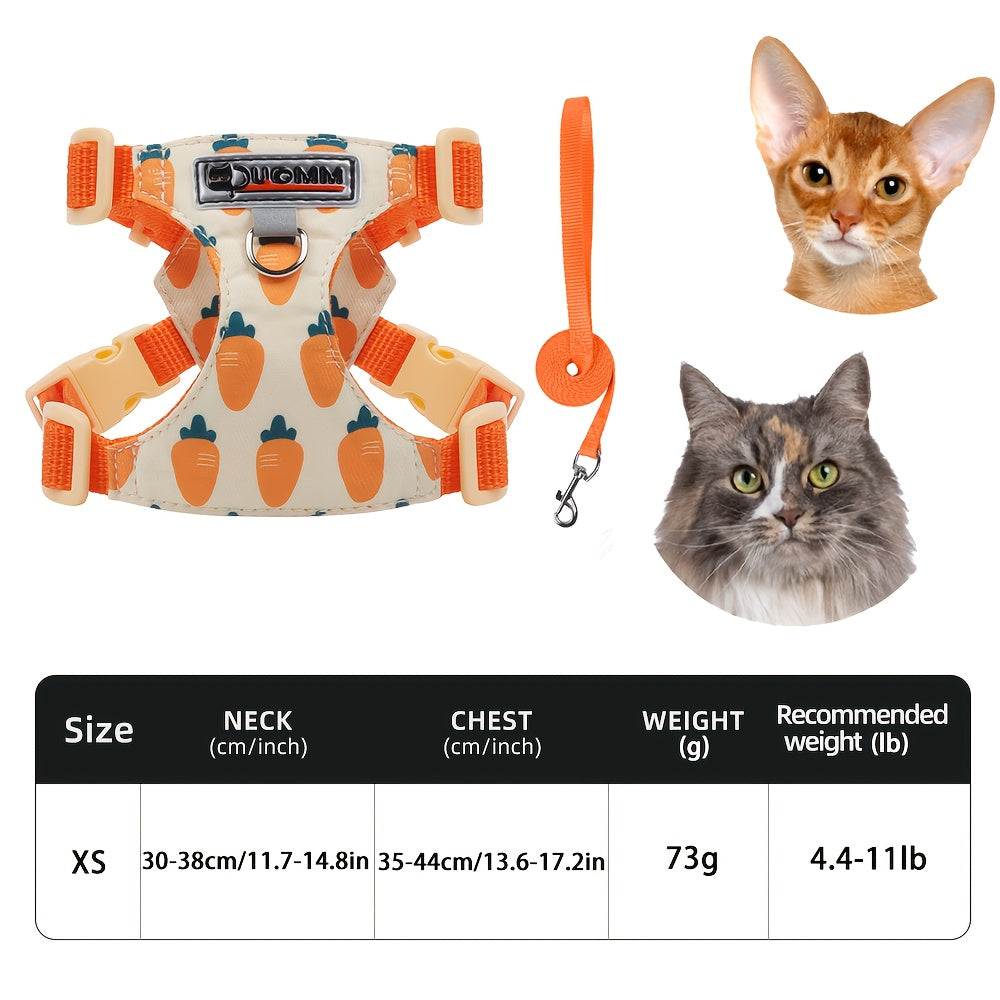 Harnais Imprimé Confortable avec Laisse pour Chats