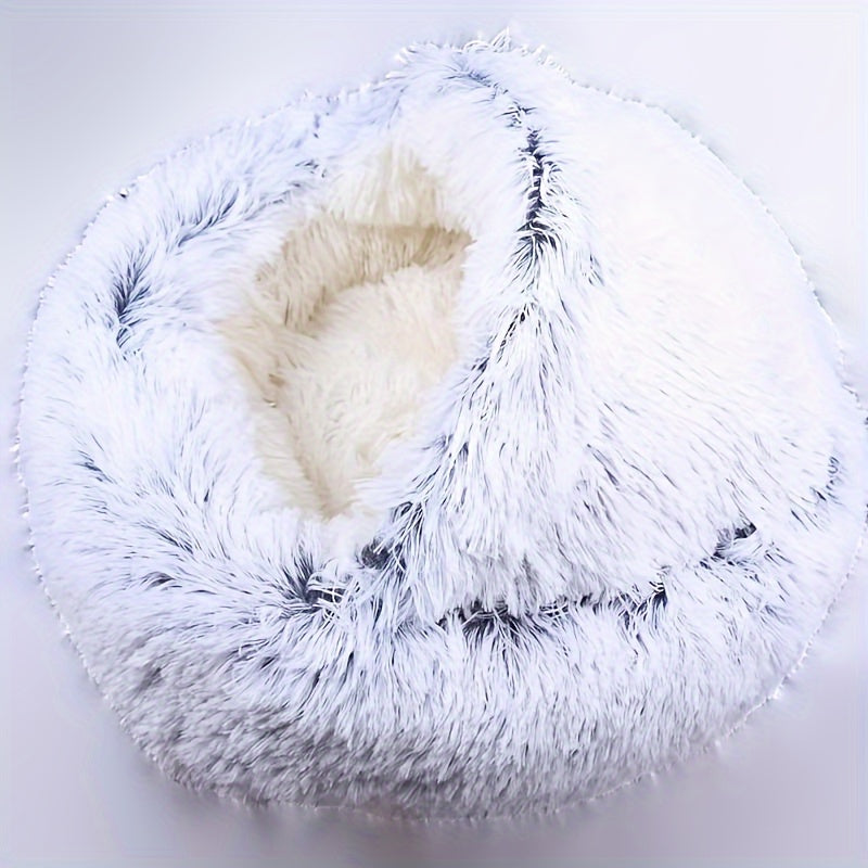 Panier couvert en peluche pour chien
