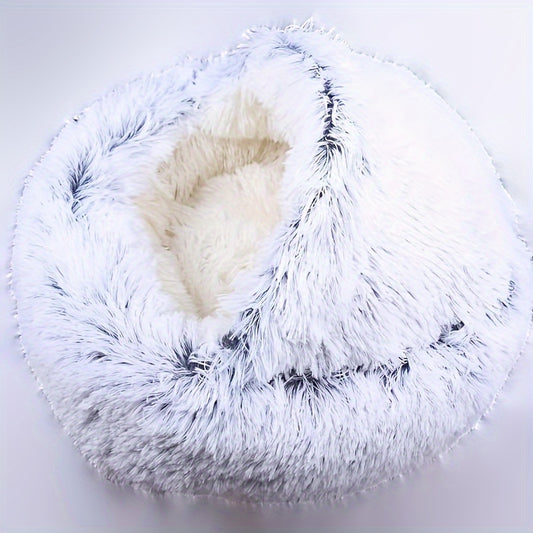 Panier couvert en peluche pour chien