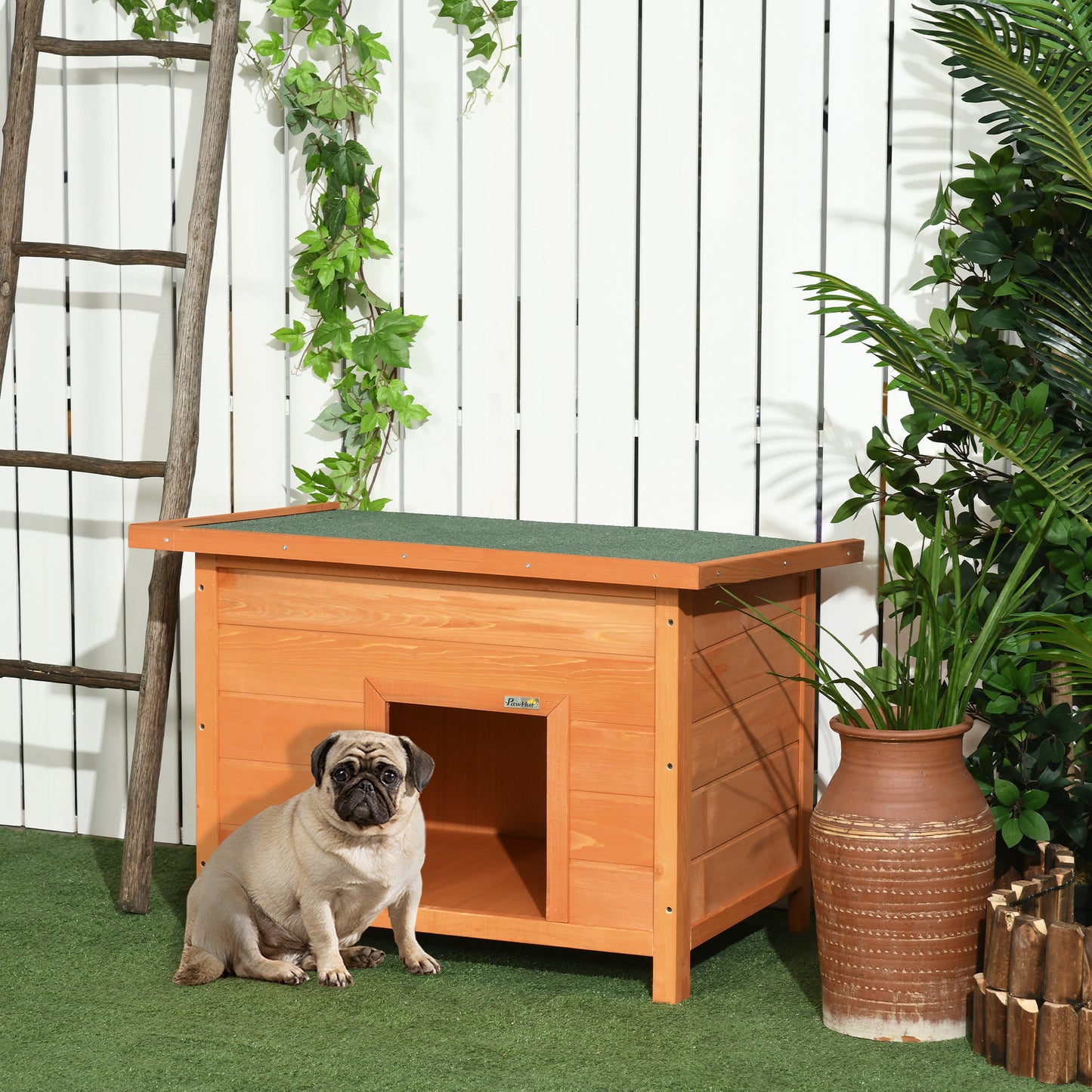 Niche en Bois Élevée PawHut avec Toit Bitumé Incliné