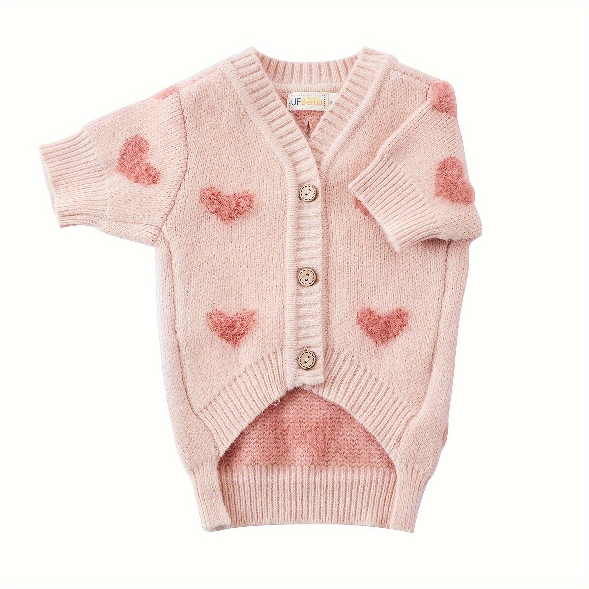 Cardigan Rose à Cœurs pour Chiens et Chats – Tricot Doux Boutonné