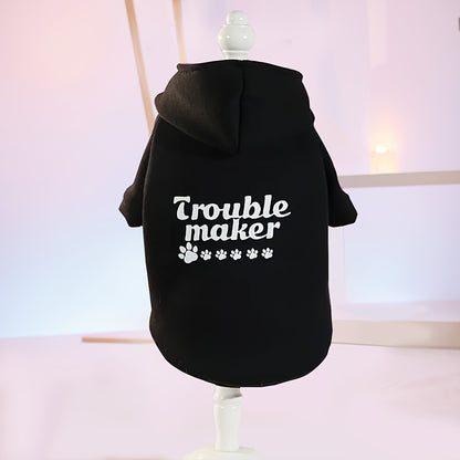 Sweat Noir "Trouble Maker" pour Chiens et Chats – Pull à Capuche