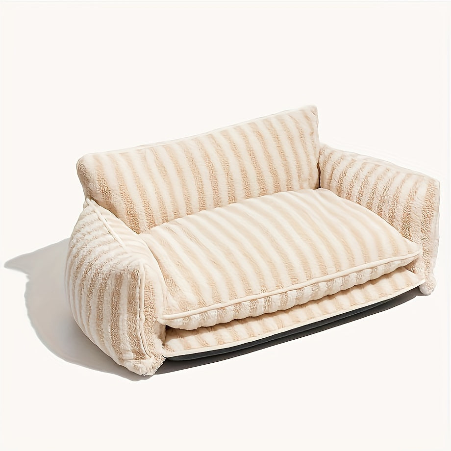 Canapé Double Coussin à Rayures pour Chien et Chat