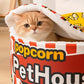 Panier Douillet pour Chats en Forme de Popcorn