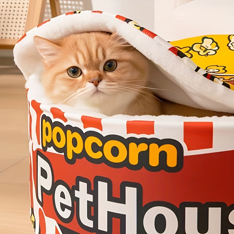 Panier Douillet pour Chats en Forme de Popcorn