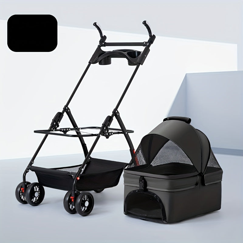Poussette Pliable avec Panier Détachable pour Animaux
