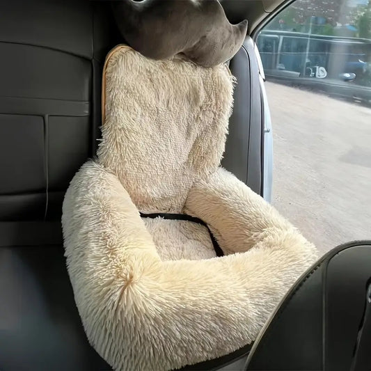 Siège Auto Douillet pour Chien – Cocoon Sécurisé en Fausse Fourrure