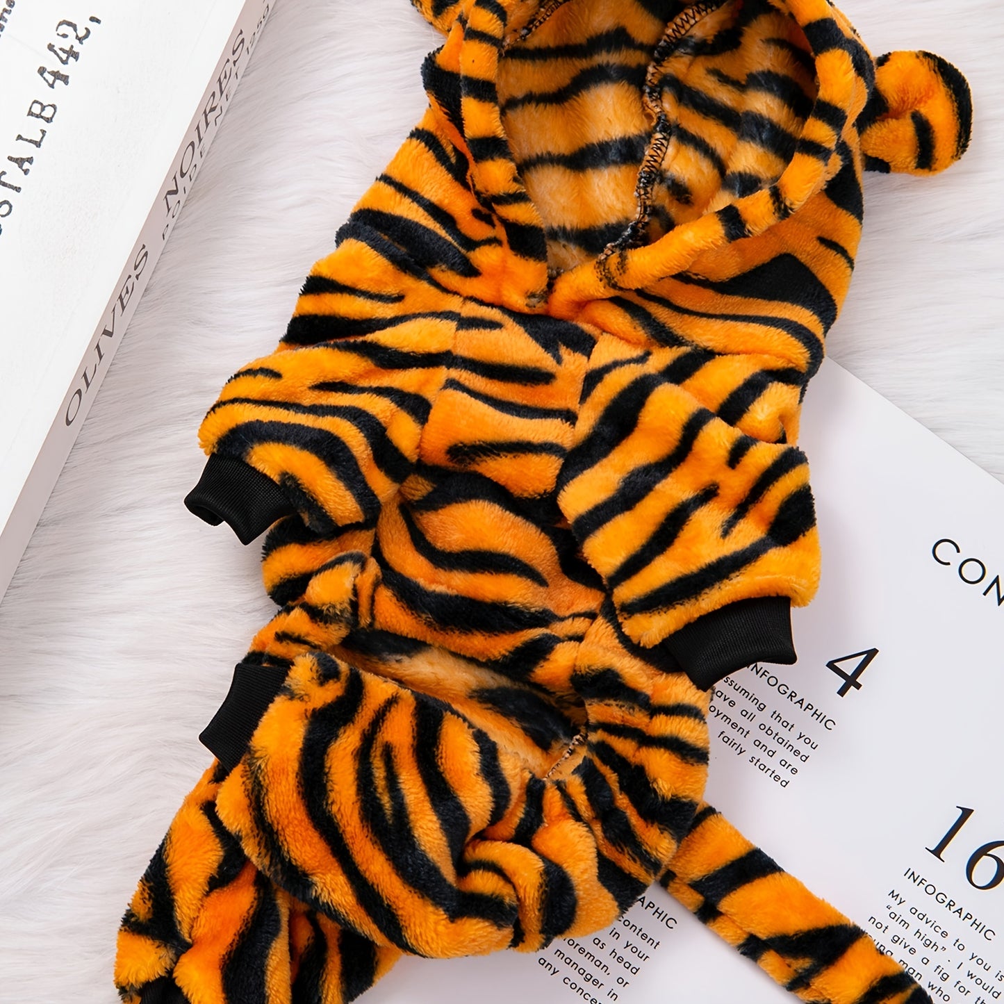Costume Tigre Doublé pour Chiens et Chats – Combinaison Hiver à Capuche