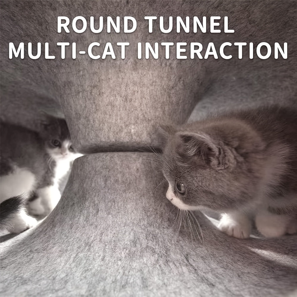 Panier Tunnel en Feutre pour Chats – Double Niveau