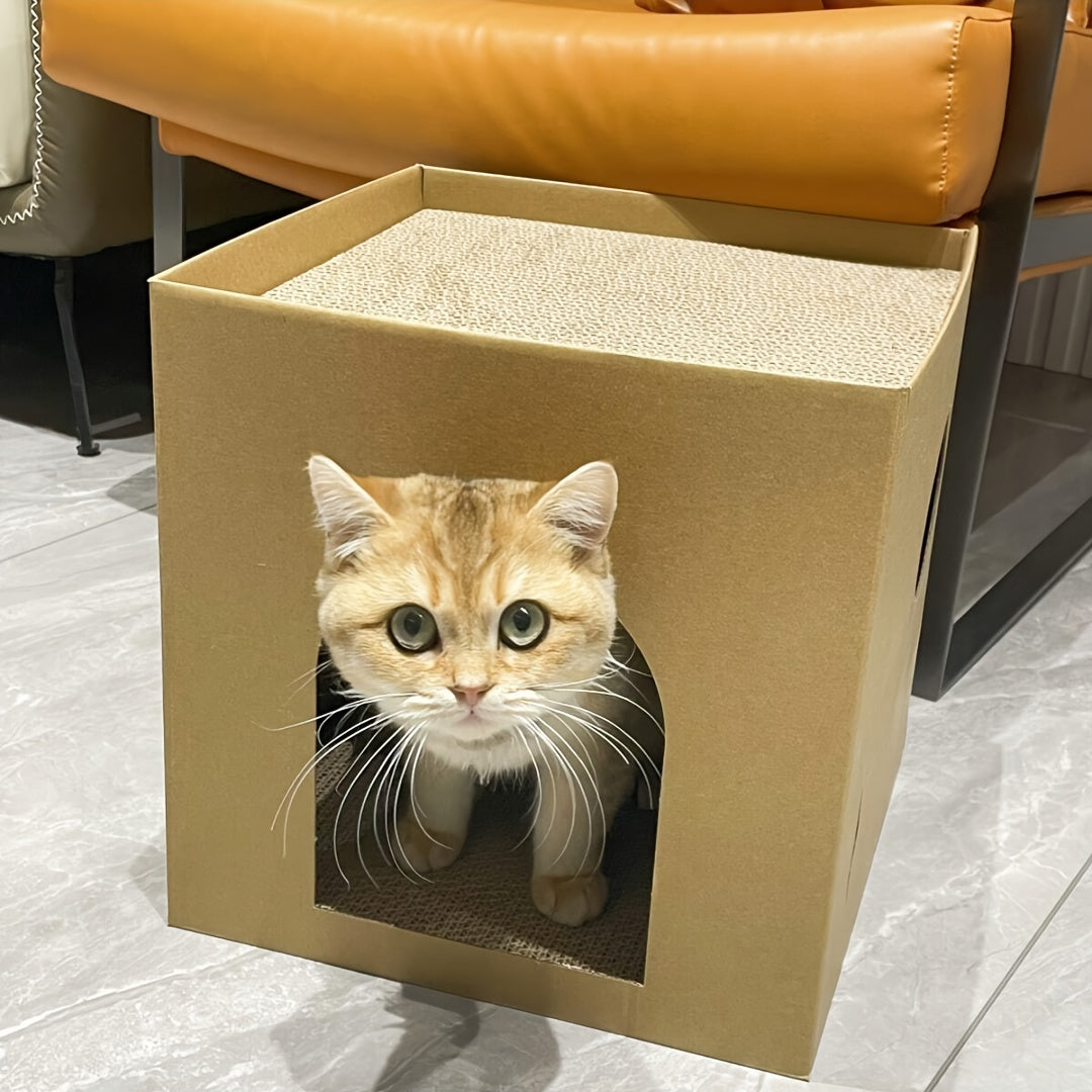 Maison en Carton avec Griffoir Intégré pour Chat