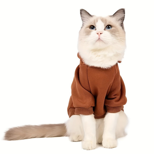 Sweat à Capuche Uni pour Chiens et Chats – Pull Hiver Doublé Polaire