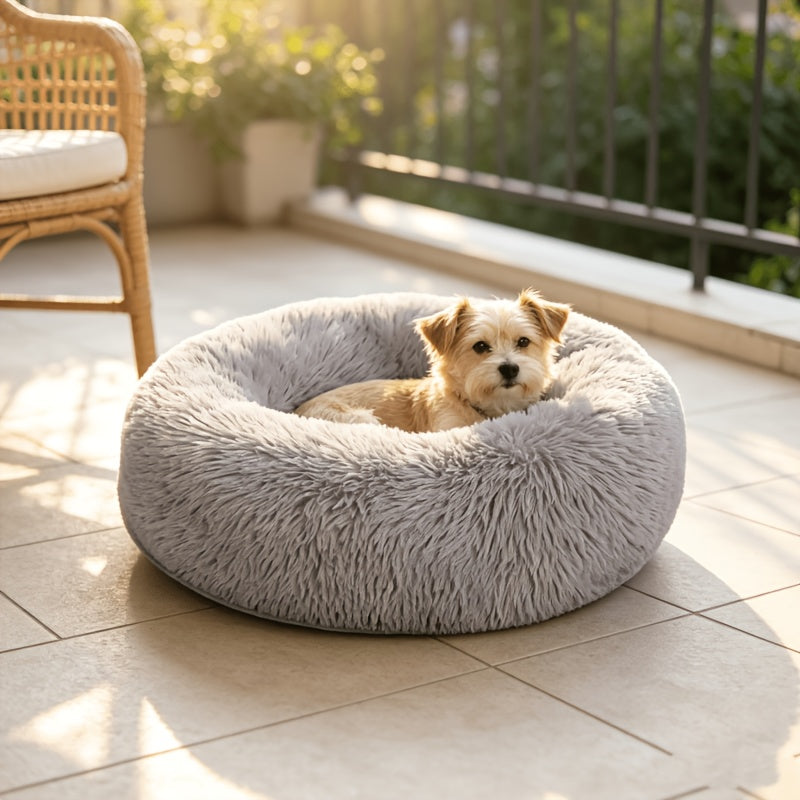 Panier rond en peluche pour chien — pouf pour chien