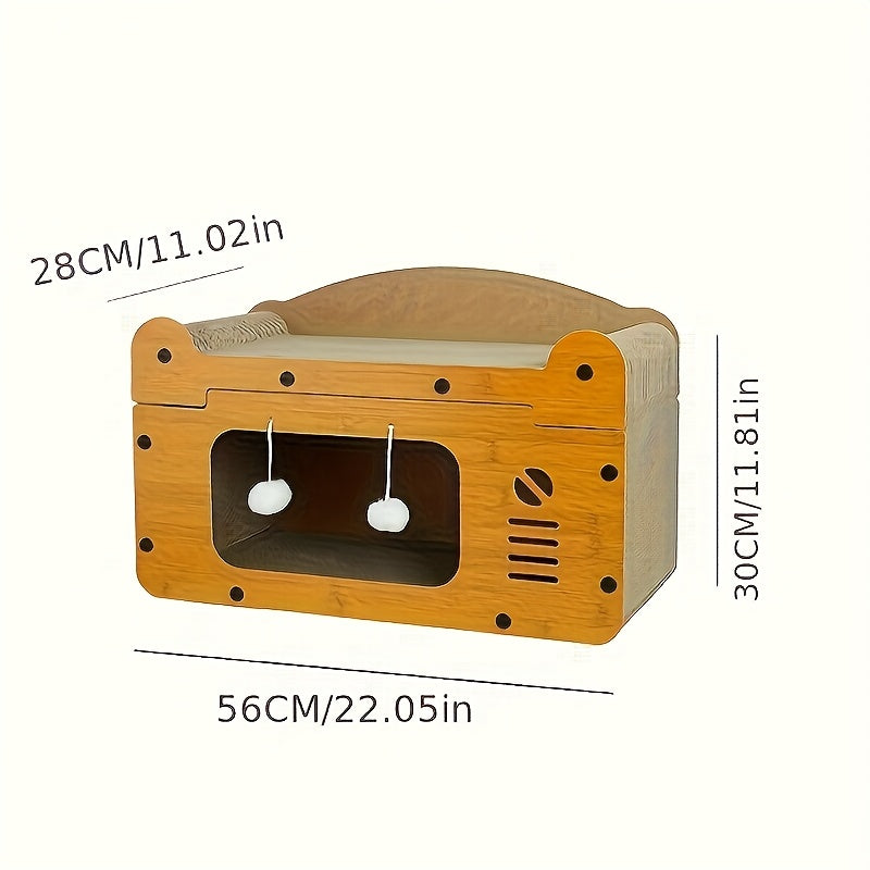 Maison Griffoir en Carton avec Jouet Suspendu pour Chat