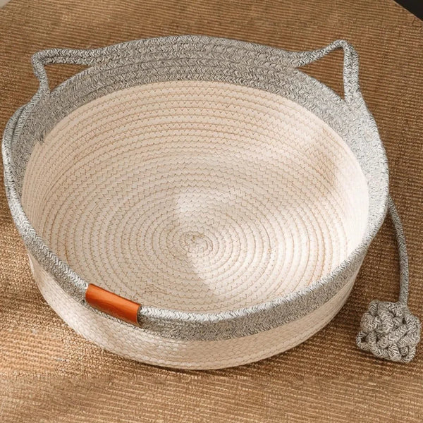 Panier Tressé Confort pour Chat – Design Oreilles & Queue