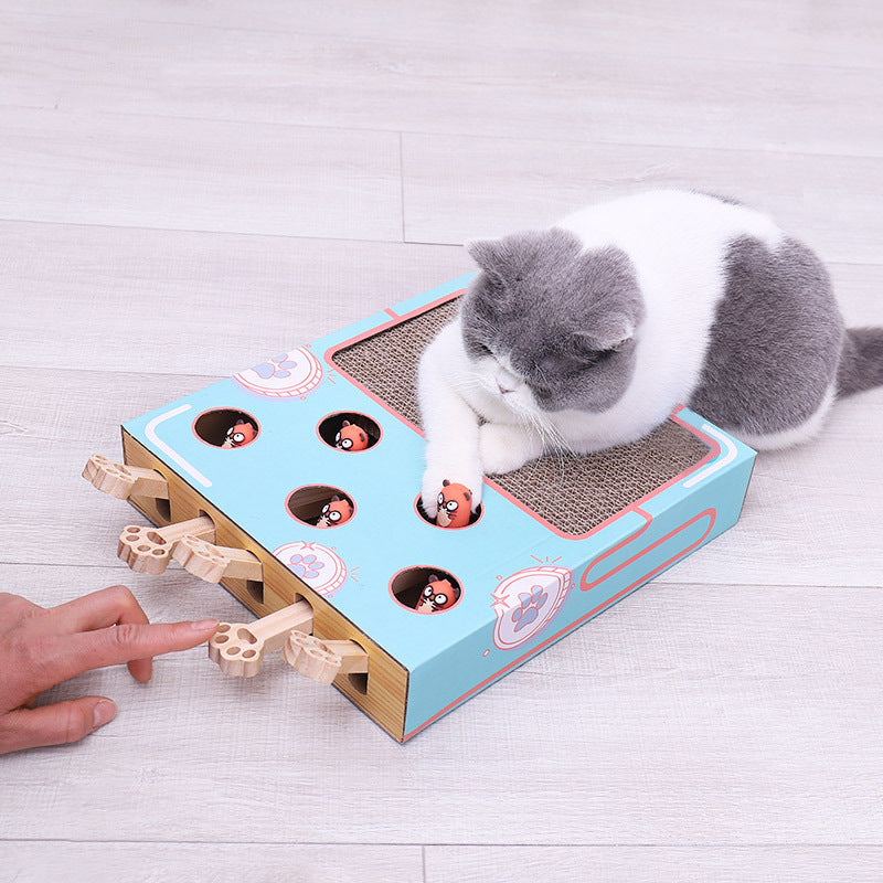 Jouet interactif pour chat Peek-a-Boo avec griffoir intégré