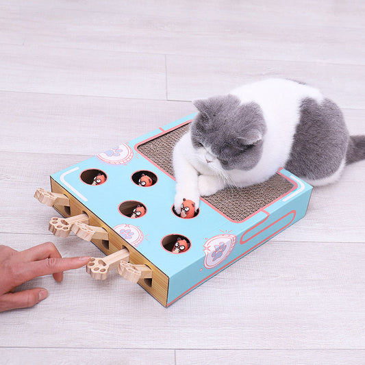 Jouet interactif pour chat Peek-a-Boo avec griffoir intégré