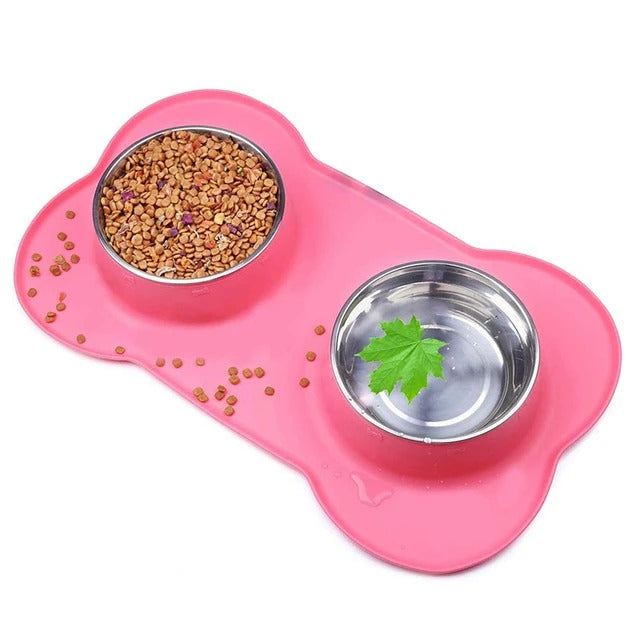 Duo de Gamelles Inox avec Tapis Antidérapant – Repas Sans Salissures