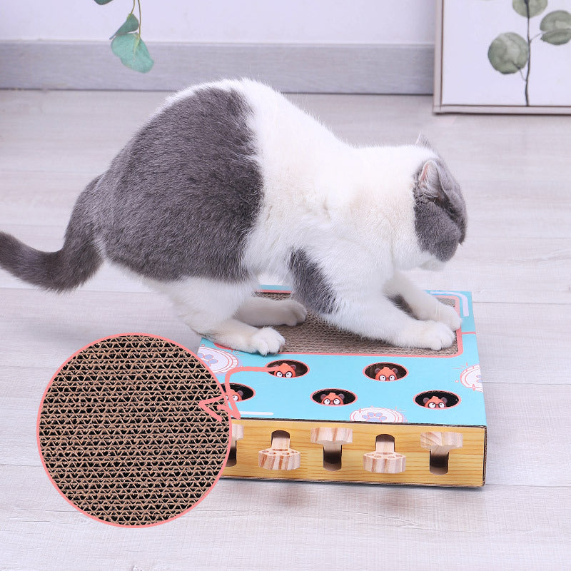 Jouet interactif pour chat Peek-a-Boo avec griffoir intégré