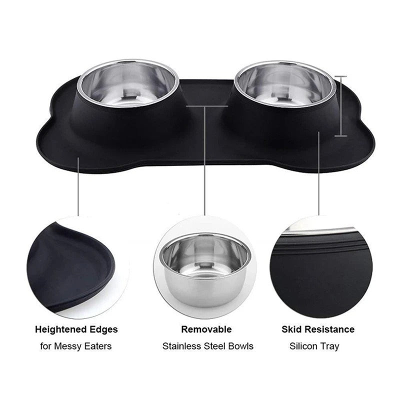 Duo de Gamelles Inox avec Tapis Antidérapant – Repas Sans Salissures