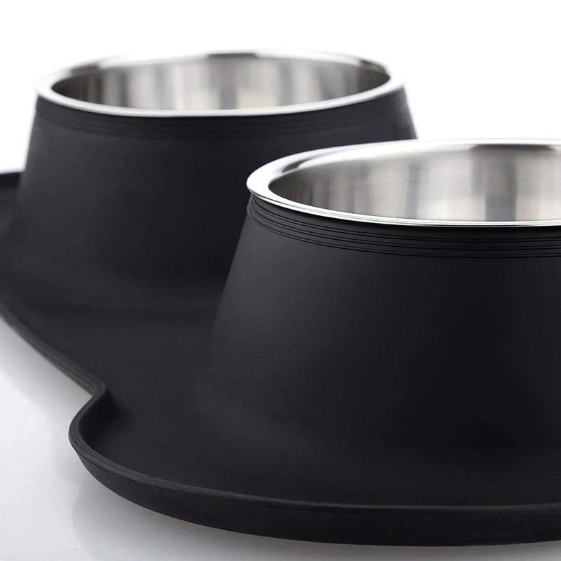 Duo de Gamelles Inox avec Tapis Antidérapant – Repas Sans Salissures