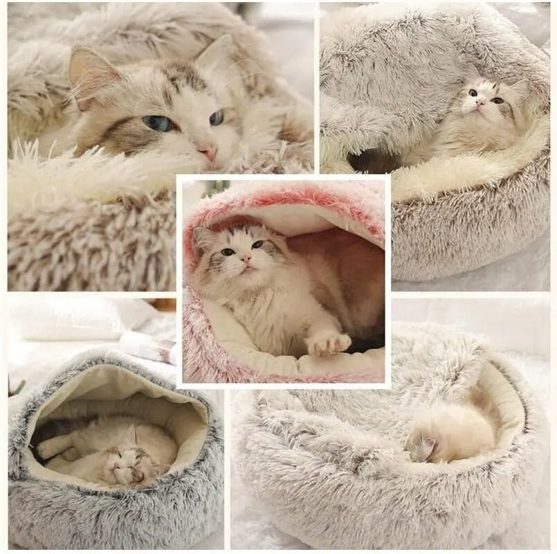 Niche cocon 2-en-1 pour chat – Douceur & sécurité