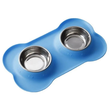 Duo de Gamelles Inox avec Tapis Antidérapant – Repas Sans Salissures