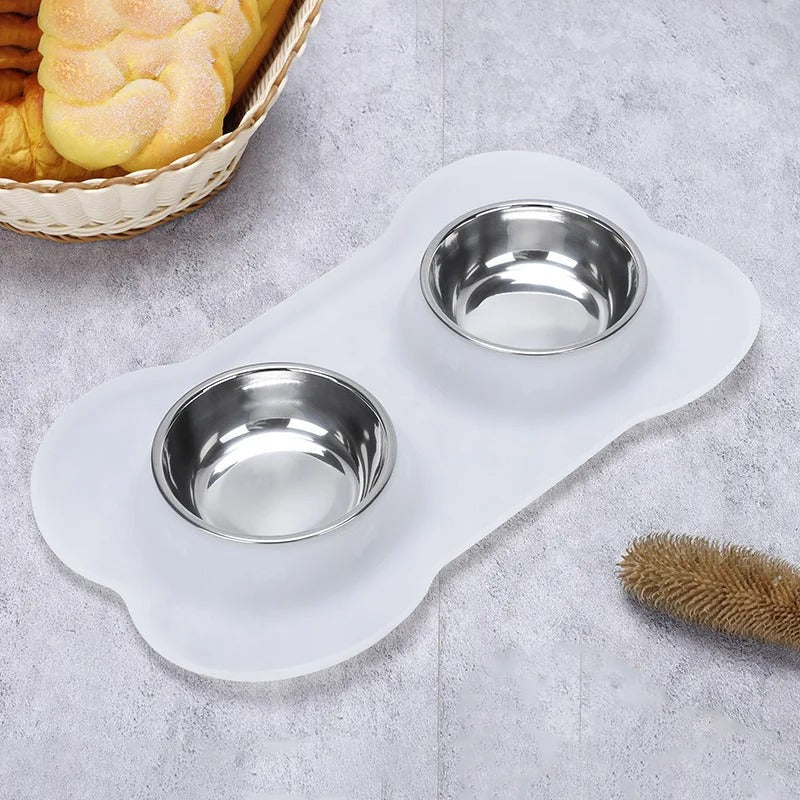 Duo de Gamelles Inox avec Tapis Antidérapant – Repas Sans Salissures