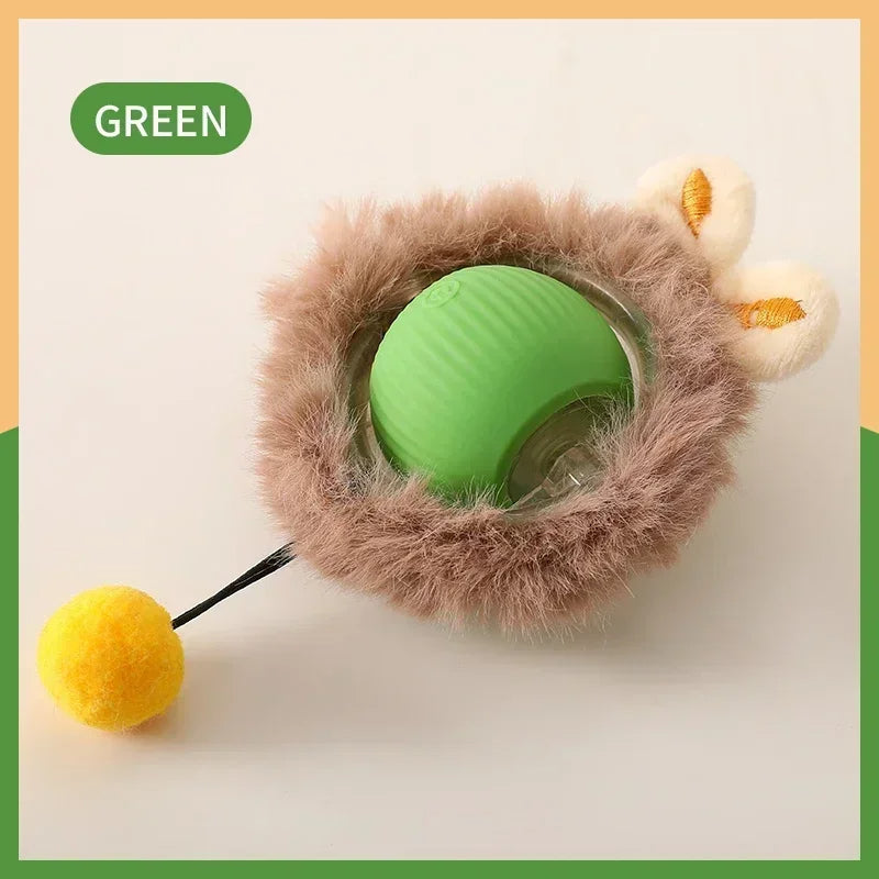 Balle interactive roulante avec fourrure pour chien – Jeu actif et stimulant