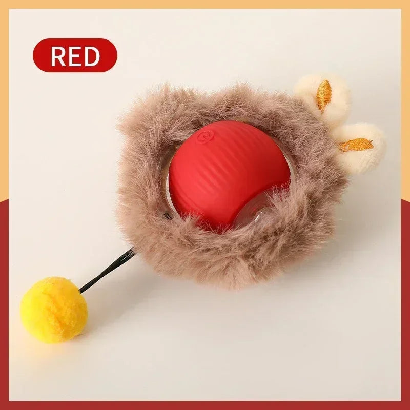Balle interactive roulante avec fourrure pour chien – Jeu actif et stimulant